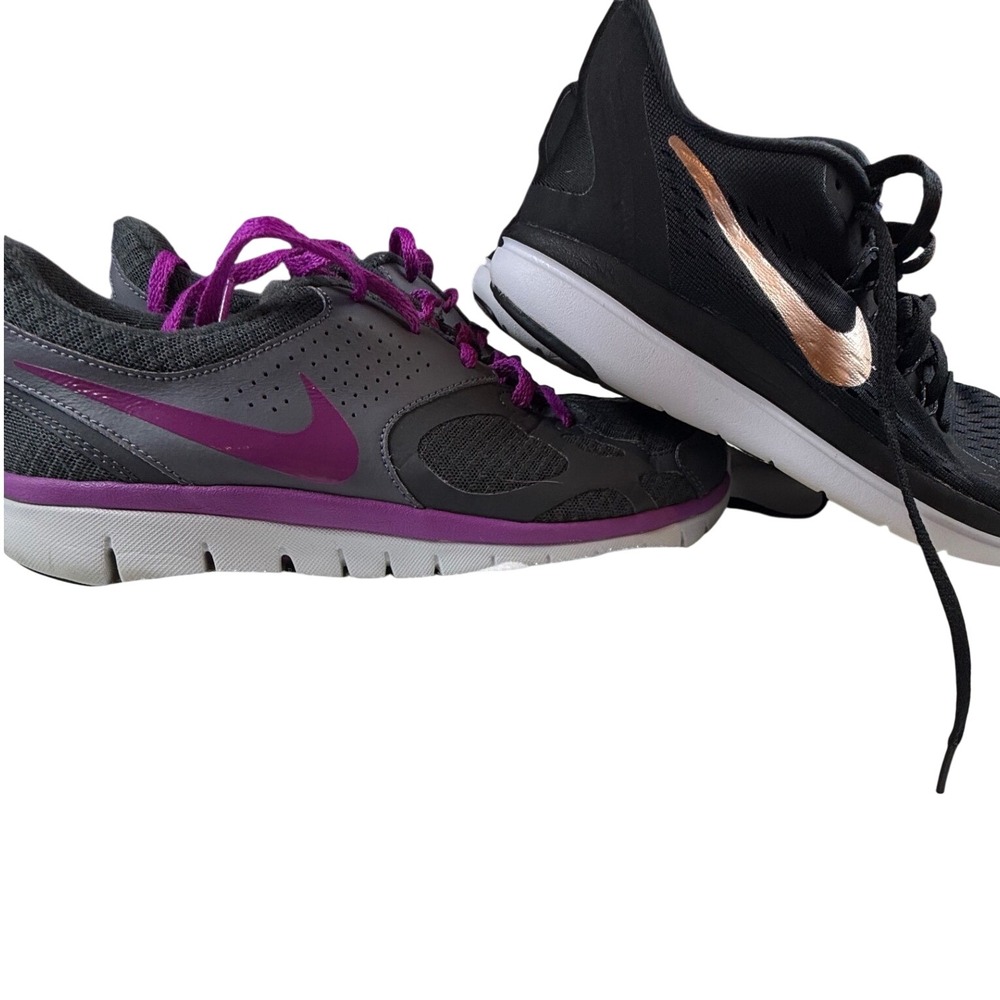 2 Pair! LaNike Flex Experience Run Womens Shoes Black Rose Gold Size 9.5